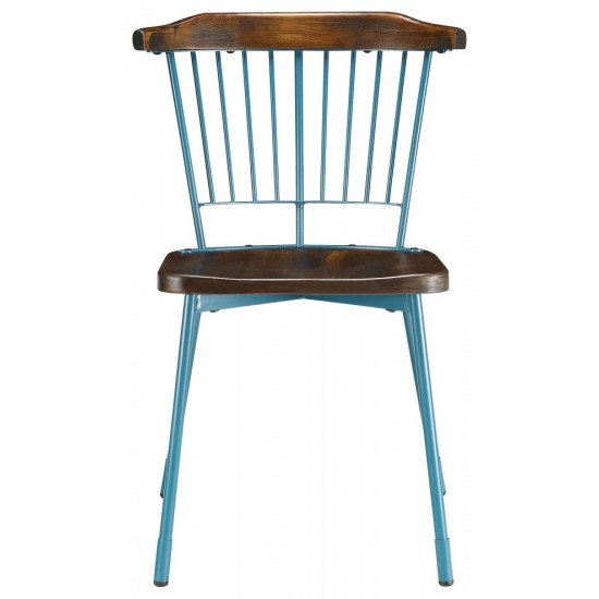 ACME Orien Side Chair (Set-2), Teal & Brown Oak