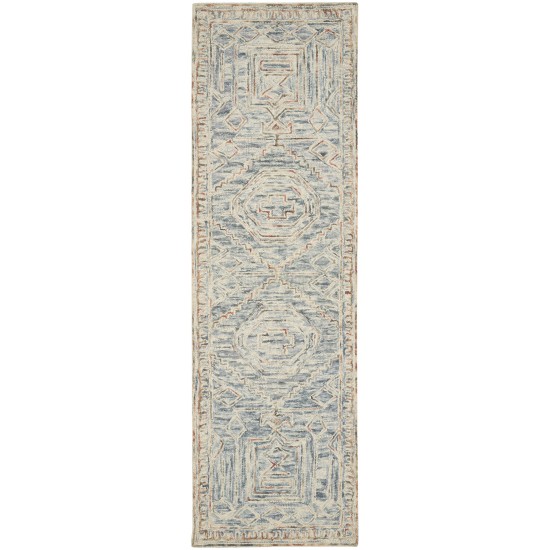 Nourison Interlock ITL02 Runner Rug, Blue/Multicolor, 2'3" x 7'6"