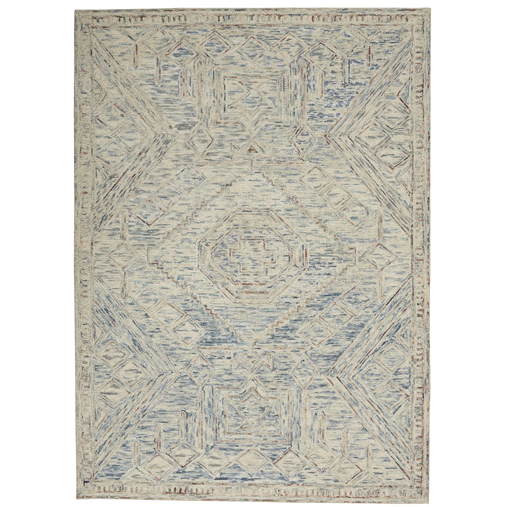 Nourison Interlock ITL02 Area Rug, Blue/Multicolor, 3'9" x 5'9"