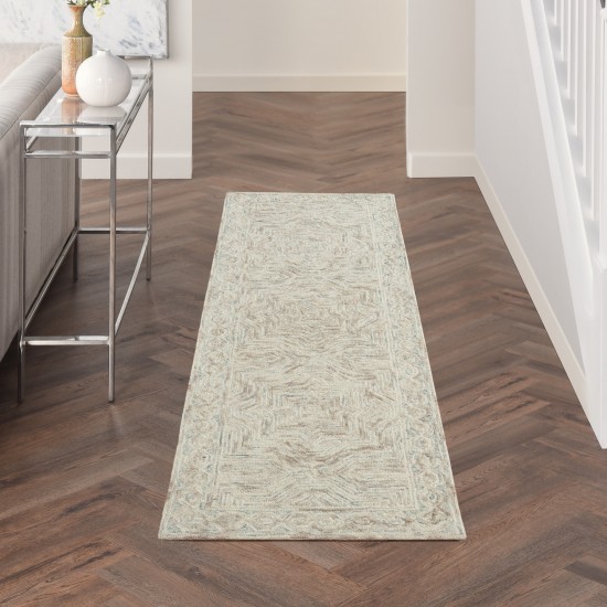 Nourison Interlock ITL03 Runner Rug, Blue/Ivory, 2'3" x 7'6"