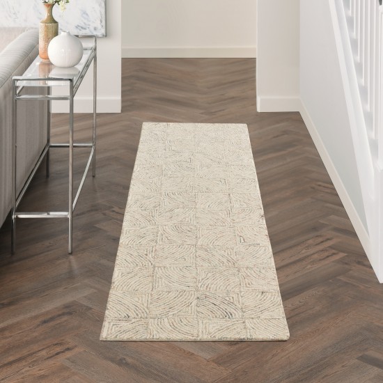 Nourison Interlock ITL05 Runner Rug, Ivory/Multicolor, 2'3" x 7'6"