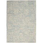 Nourison Interlock ITL06 Area Rug, Ivory/Turquoise, 3'9" x 5'9"