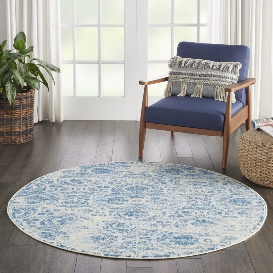 Nourison Jubilant JUB05 Area Rug, Blue, 5'3" x Round