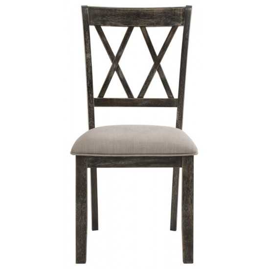 ACME Claudia II Side Chair (Set-2), Fabric & Weathered Gray