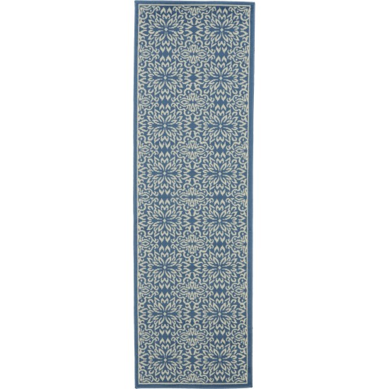 Nourison Jubilant JUB06 Runner Rug, Ivory/Blue, 2'3" x 7'3"