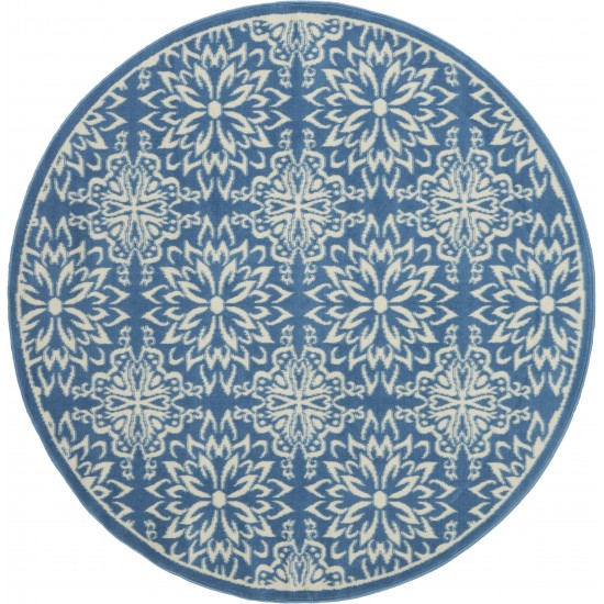 Nourison Jubilant JUB06 Area Rug, Ivory/Blue, 5'3" x Round