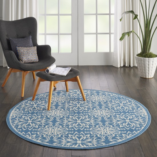 Nourison Jubilant JUB06 Area Rug, Ivory/Blue, 5'3" x Round