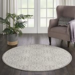 Nourison Jubilant JUB06 Area Rug, Ivory/Grey, 5'3" x Round