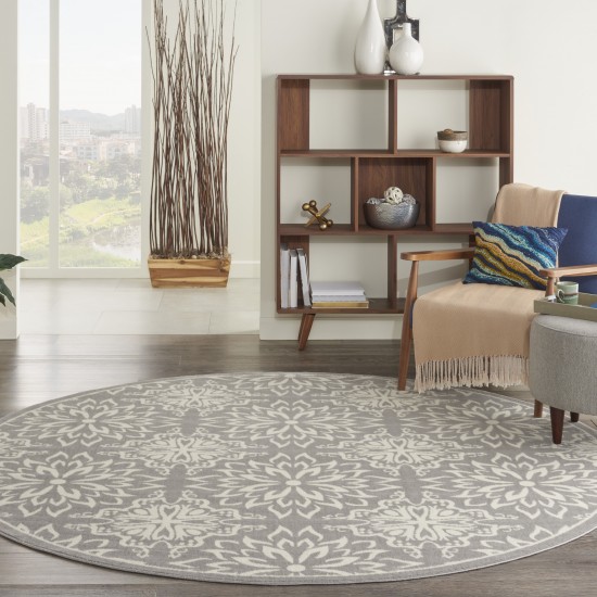 Nourison Jubilant JUB06 Area Rug, Ivory/Grey, 8' x Round