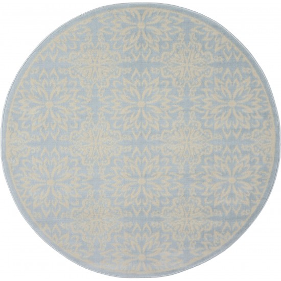 Nourison Jubilant JUB06 Area Rug, Ivory/Light Blue, 5'3" x Round