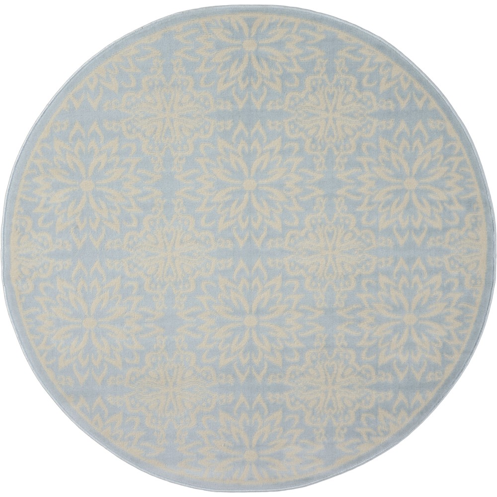 Nourison Jubilant JUB06 Area Rug, Ivory/Light Blue, 5'3" x Round