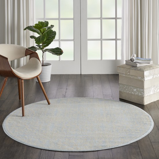 Nourison Jubilant JUB06 Area Rug, Ivory/Light Blue, 5'3" x Round