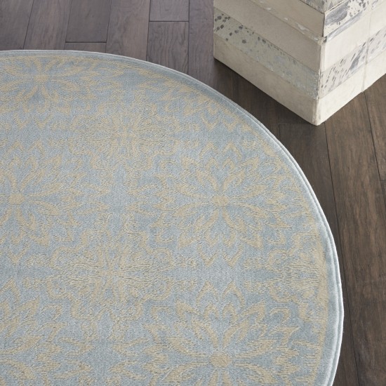 Nourison Jubilant JUB06 Area Rug, Ivory/Light Blue, 5'3" x Round