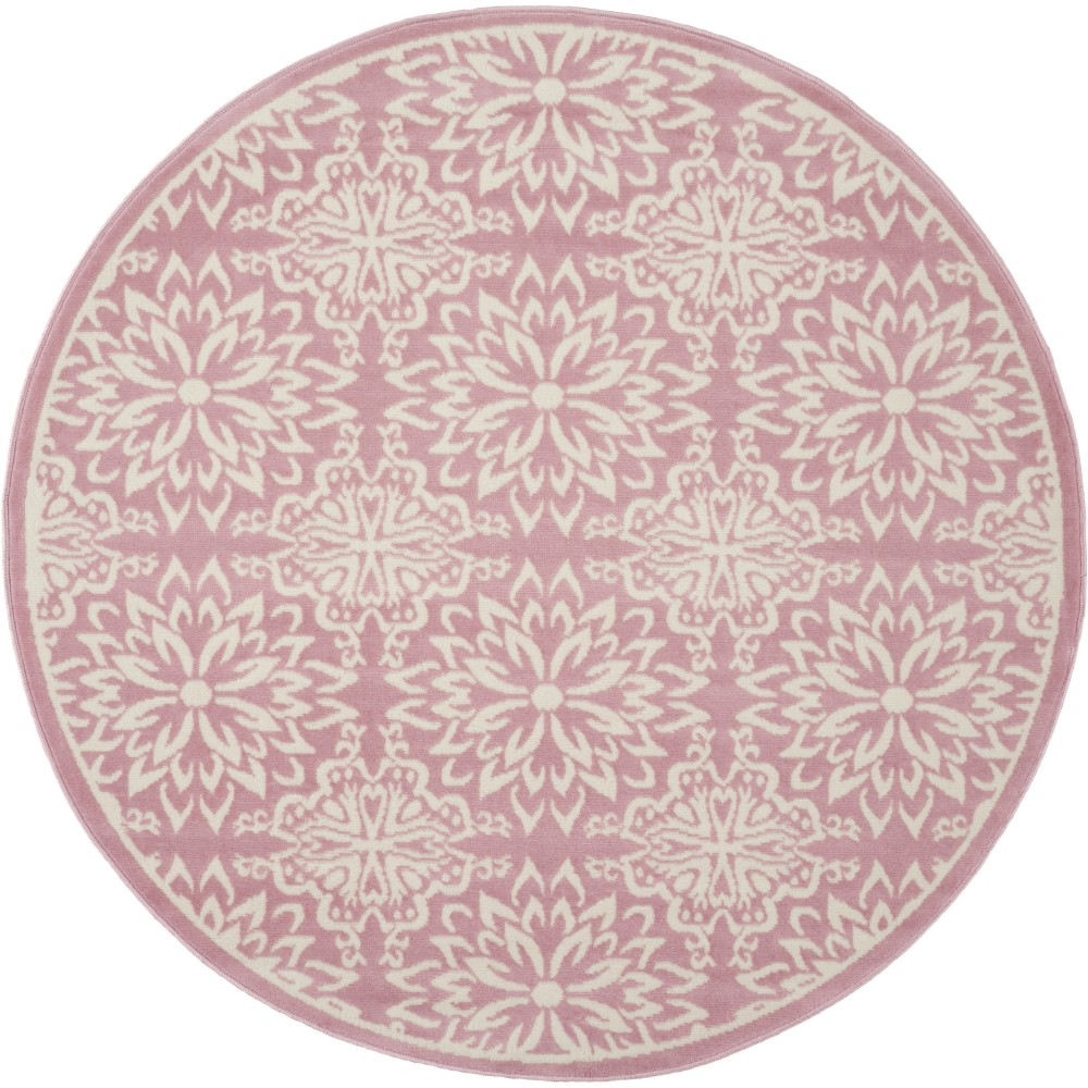 Nourison Jubilant JUB06 Area Rug, Ivory/Pink, 5'3" x Round