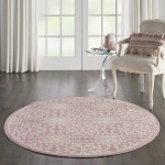 Nourison Jubilant JUB06 Area Rug, Ivory/Pink, 5'3" x Round