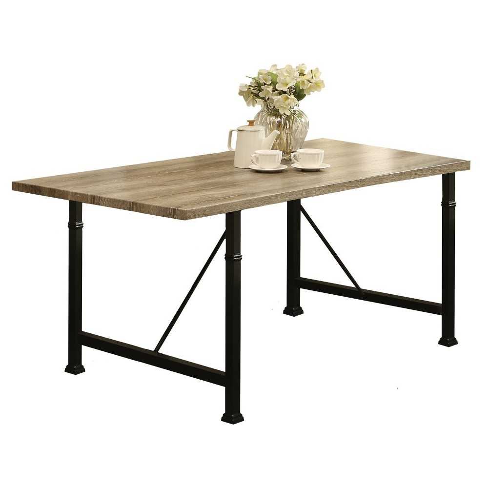 ACME Oldlake Dining Table, Antique Light Oak & Black