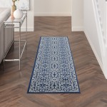 Nourison Jubilant JUB06 Runner Rug, Navy/Ivory, 2'3" x 7'3"