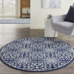 Nourison Jubilant JUB06 Area Rug, Navy/Ivory, 5'3" x Round