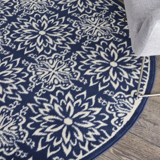 Nourison Jubilant JUB06 Area Rug, Navy/Ivory, 5'3" x Round