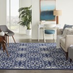 Nourison Jubilant JUB06 Area Rug, Navy/Ivory, 7'10" x 9'10"