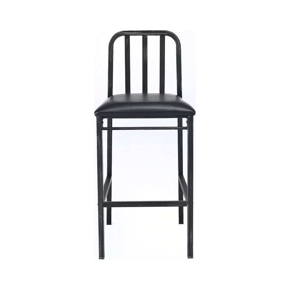 ACME Jodie Bar Chair (Set-2), Black PU & Antique Black