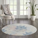 Nourison Jubilant JUB08 Area Rug, Ivory/Multicolor, 5'3" x Round