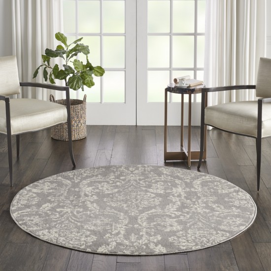 Nourison Jubilant JUB09 Area Rug, Grey, 5'3" x Round