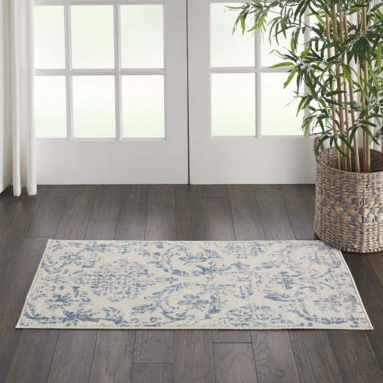 Nourison Jubilant JUB09 Area Rug, Ivory/Blue, 2' x 4'