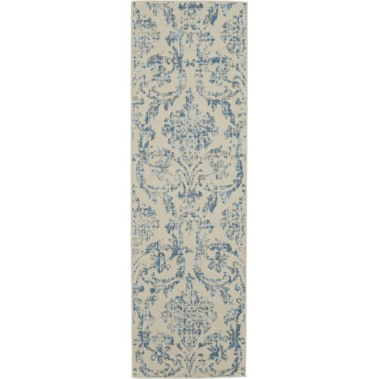 Nourison Jubilant JUB09 Runner Rug, Ivory/Blue, 2'3" x 7'3"