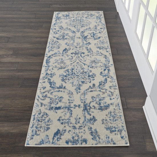 Nourison Jubilant JUB09 Runner Rug, Ivory/Blue, 2'3" x 7'3"