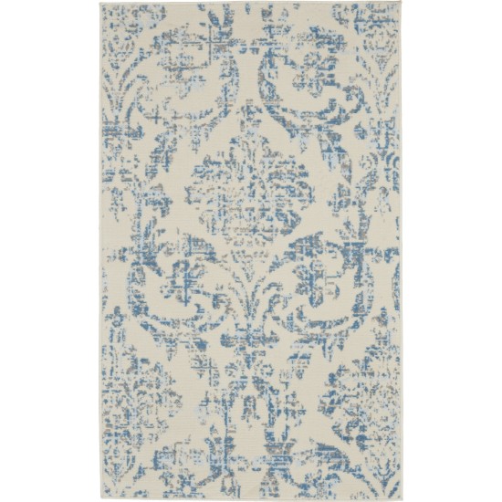 Nourison Jubilant JUB09 Area Rug, Ivory/Blue, 3' x 5'