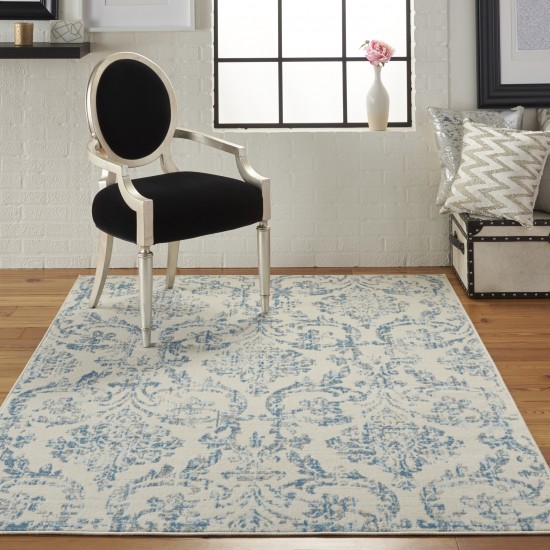 Nourison Jubilant JUB09 Area Rug, Ivory/Blue, 4' x 6'