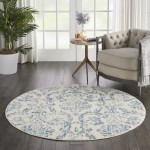 Nourison Jubilant JUB09 Area Rug, Ivory/Blue, 5'3" x Round