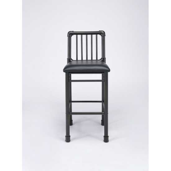 ACME Caitlin Bar Chair (Set-2), Black PU & Black