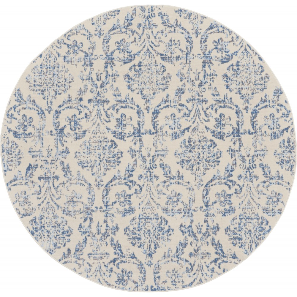 Nourison Jubilant JUB09 Area Rug, Ivory/Blue, 8' x Round