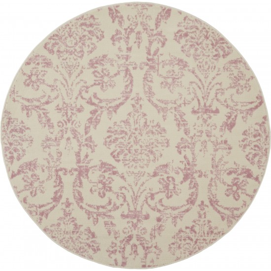 Nourison Jubilant JUB09 Area Rug, Ivory/Pink, 5'3" x Round