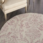 Nourison Jubilant JUB09 Area Rug, Ivory/Pink, 5'3" x Round