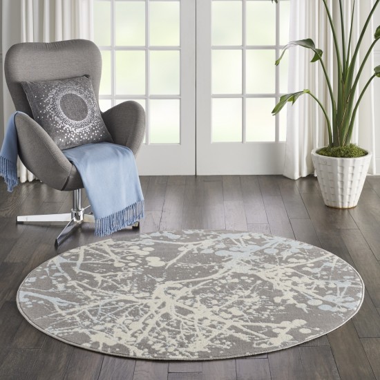 Nourison Jubilant JUB12 Area Rug, Grey, 5'3" x Round