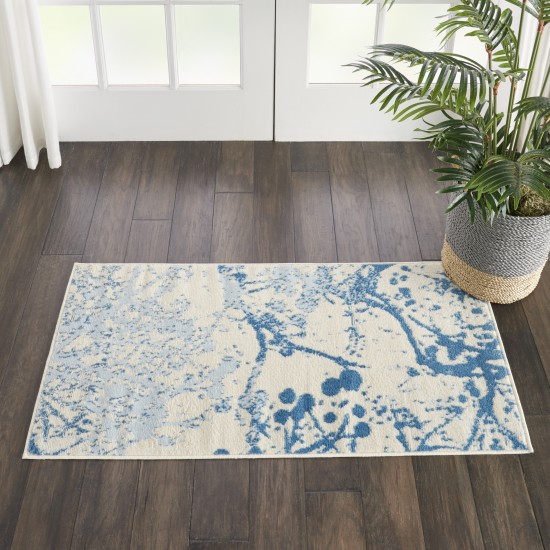 Nourison Jubilant JUB12 Area Rug, Ivory/Blue, 2' x 4'