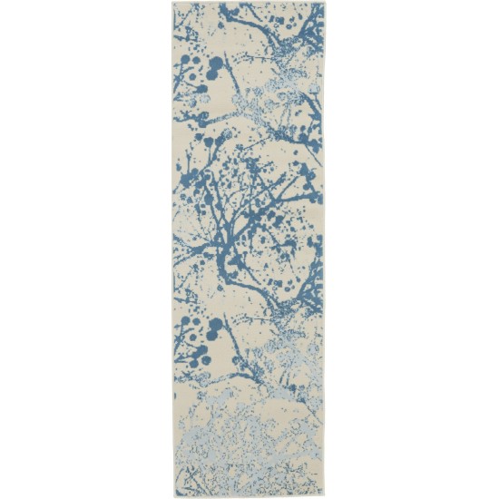 Nourison Jubilant JUB12 Runner Rug, Ivory/Blue, 2'3" x 7'3"