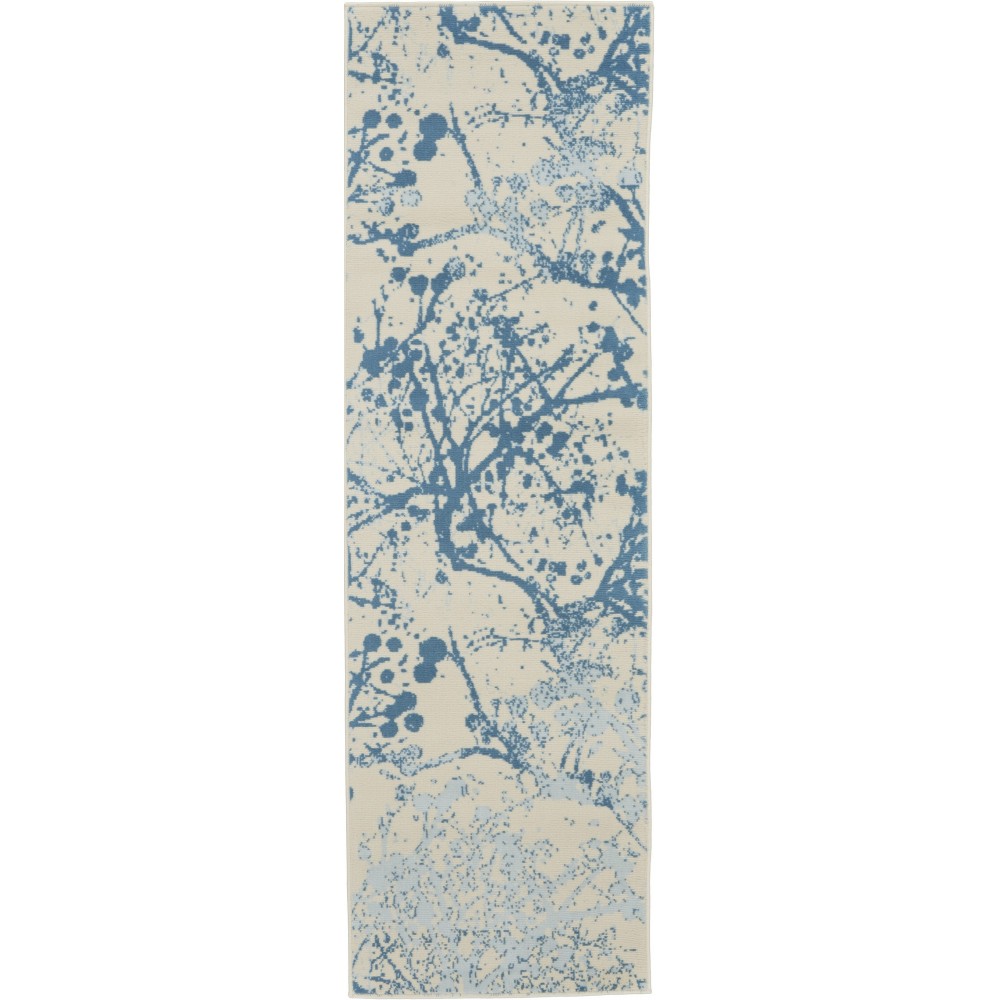 Nourison Jubilant JUB12 Runner Rug, Ivory/Blue, 2'3" x 7'3"