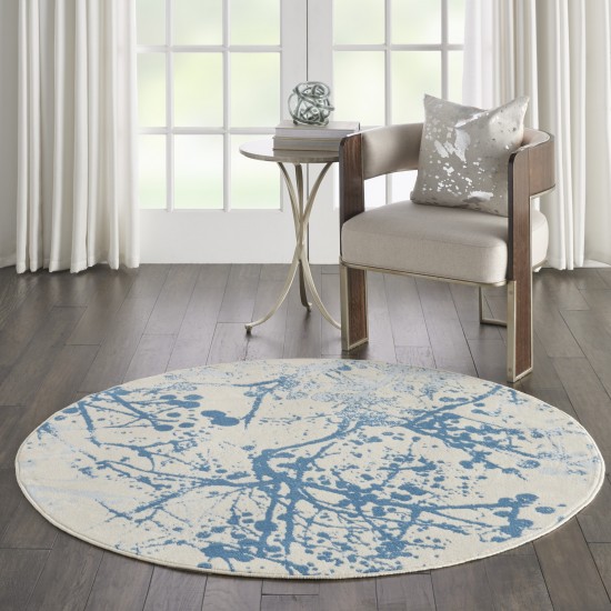 Nourison Jubilant JUB12 Area Rug, Ivory/Blue, 5'3" x Round