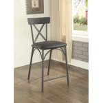 ACME Itzel Counter Height Chair (Set-2), Black PU & Sandy Gray