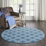 Nourison Jubilant JUB17 Area Rug, Blue, 5'3" x Round