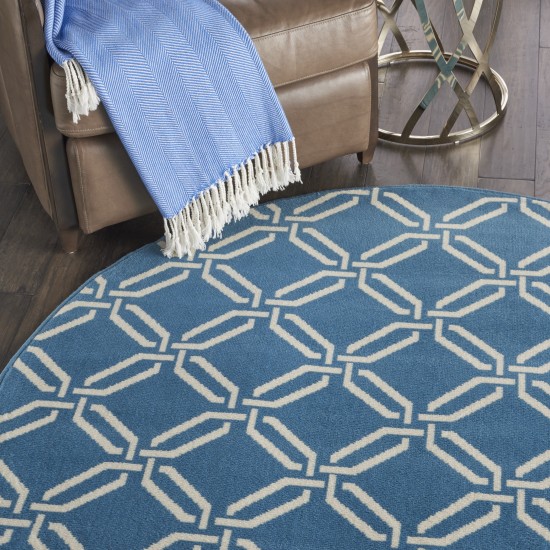 Nourison Jubilant JUB17 Area Rug, Blue, 5'3" x Round