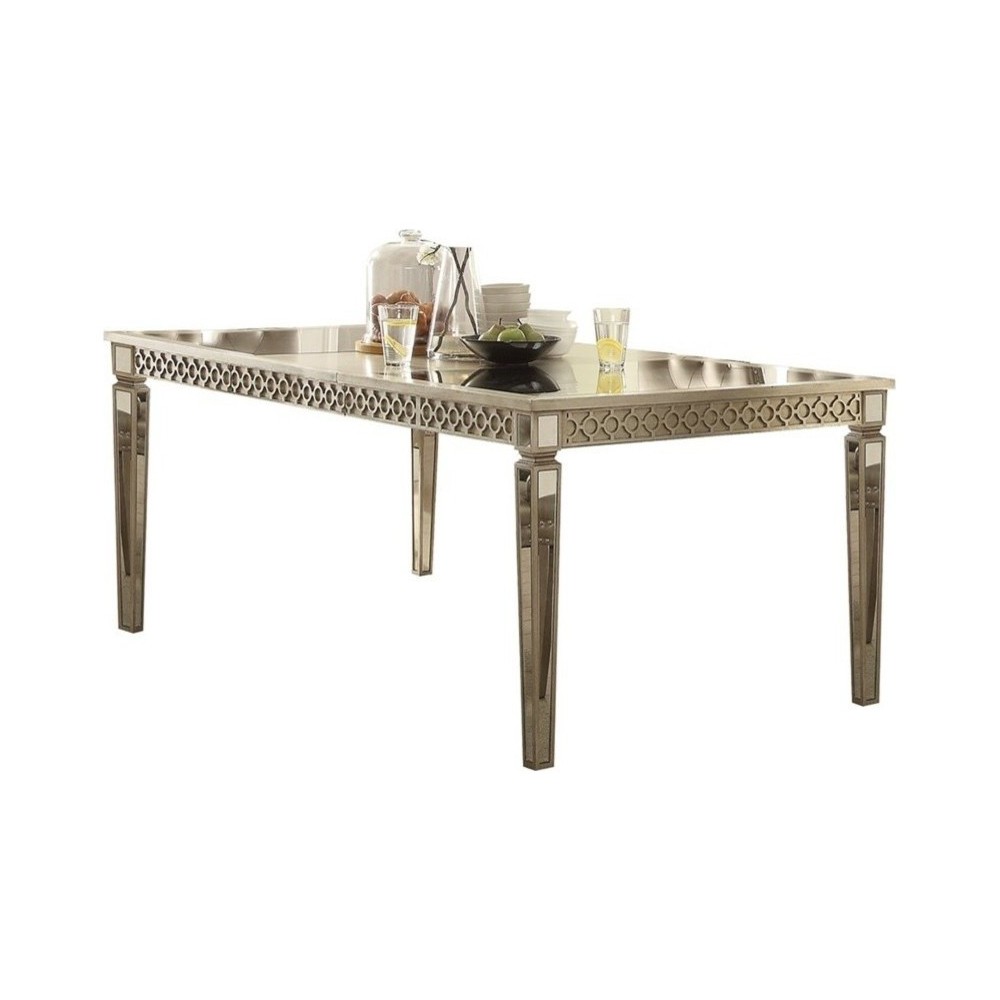 ACME Kacela Dining Table, Mirror & Champagne