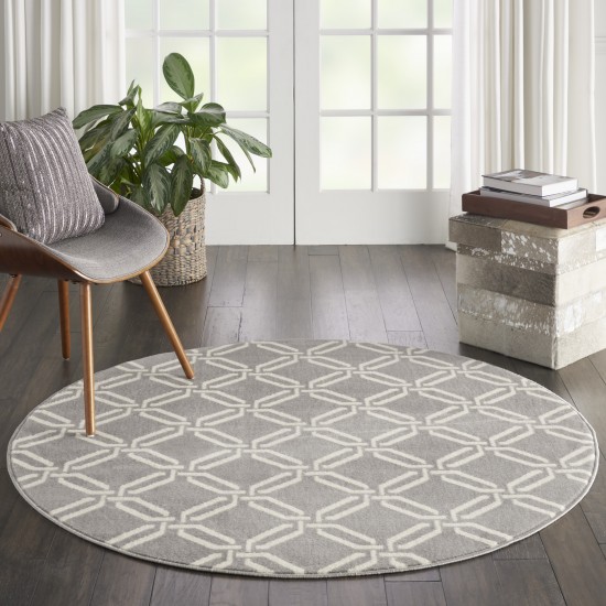 Nourison Jubilant JUB17 Area Rug, Grey, 5'3" x Round