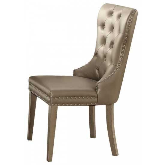 ACME Kacela Side Chair (Set-2), PU & Champagne