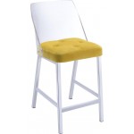 ACME Nadie II Counter Height Chair (Set-2), Yellow Velvet & Chrome, 24" Seat Height