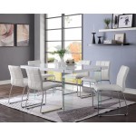 ACME Noland - Dining Table, White High Gloss & Clear Glass
